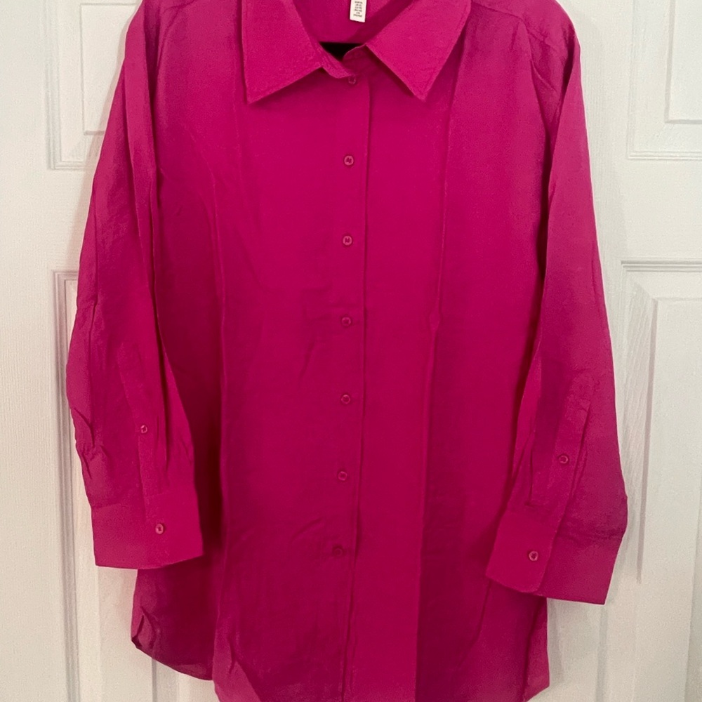 Vibrant Pink Button-Up Shirt